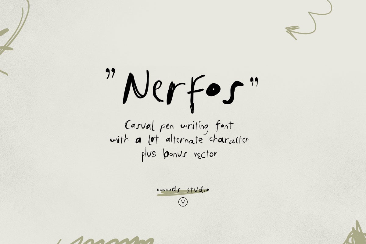 Nerfos现代实验手写字体 含多个备选字形 支持多语言 创意标题涂鸦设计PS/AI Nerfos Font
