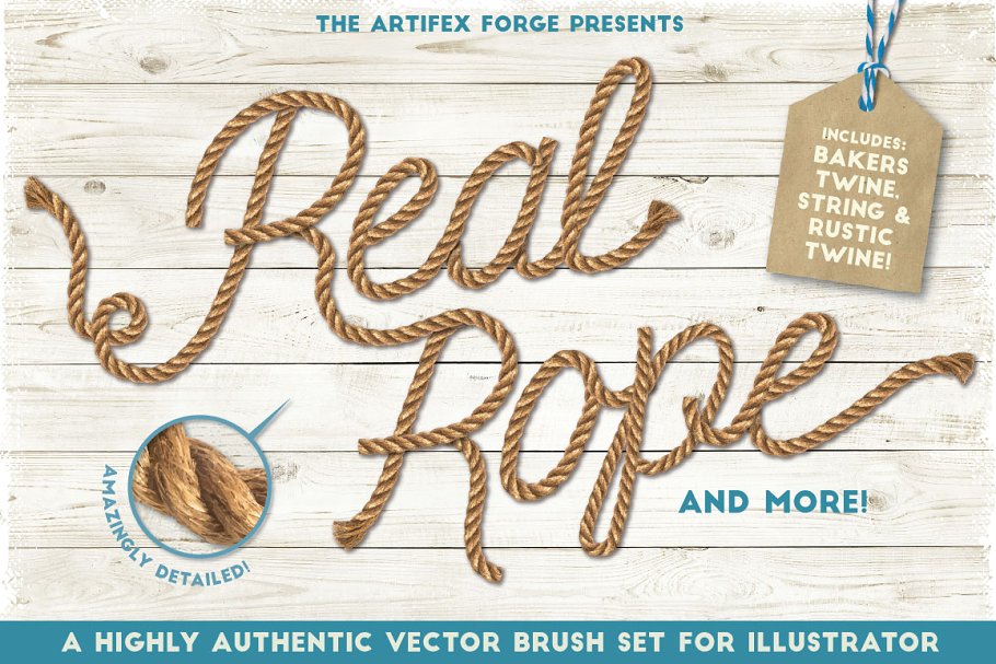 逼真的绳子效果的Ai笔刷 Real Rope – Illustrator Brushes